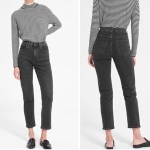 Everlane Washed Black High Rise Straight Leg Jeans Ankle Length Sz 27